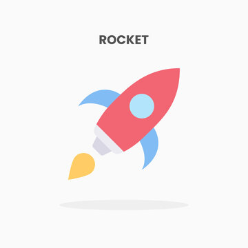 Rocket icon flat. Vector illustration on white background. Can used for web, app, digital product, presentation, UI and many more.