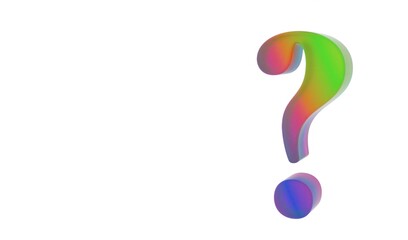 Colored question marks background concept. 3D Rendering.