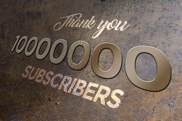 10000000 subscribers celebration greeting banner with Metal Design