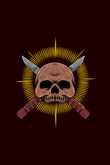 Skull with dagger vector illustration