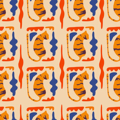 The hidden tiger abstract seamless pattern