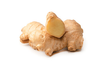 Ginger root isolated on white background.