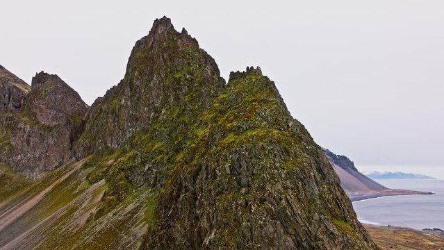 View Of The Rocky And Steep Eystrahorn Mountain Ridge