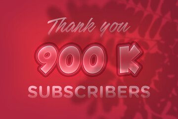 900 K  subscribers celebration greeting banner with Red Embossed Design