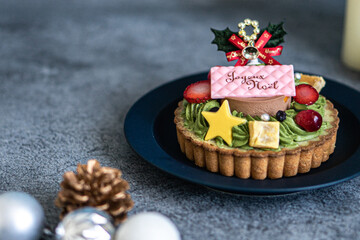 クリスマスケーキ　抹茶　リース