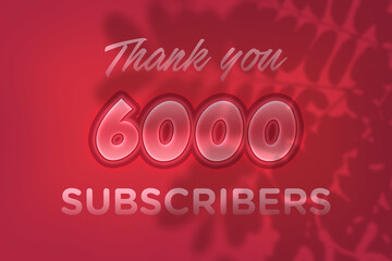 6000 subscribers celebration greeting banner with Red Embossed Design