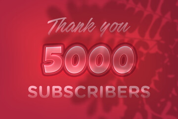 5000 subscribers celebration greeting banner with Red Embossed Design