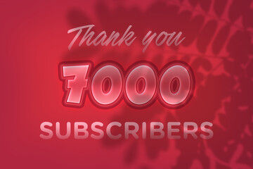 7000 subscribers celebration greeting banner with Red Embossed Design