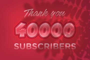 40000 subscribers celebration greeting banner with Red Embossed Design