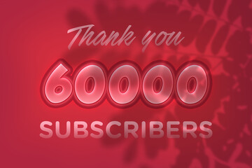 60000 subscribers celebration greeting banner with Red Embossed Design
