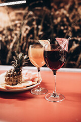 still life winter drink mulled wine in a glass on the table