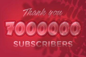 7000000 subscribers celebration greeting banner with Red Embossed Design
