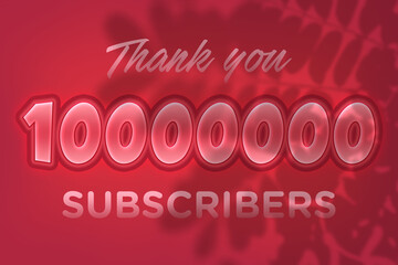 10000000 subscribers celebration greeting banner with Red Embossed Design