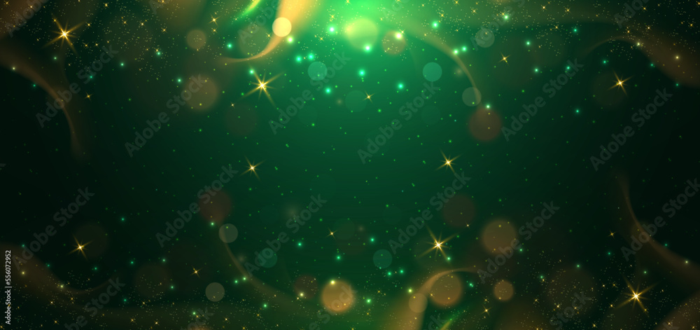 Canvas Prints abstract elegant bokeh on dark green background with lighting effect and sparkle for celebration chi