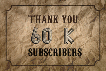 60 K  subscribers celebration greeting banner with Vintage Design