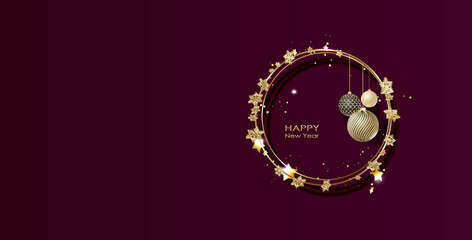 Happy new year. New year banner with circle for show product. Greeting card.