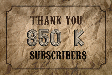 850 K  subscribers celebration greeting banner with Vintage Design