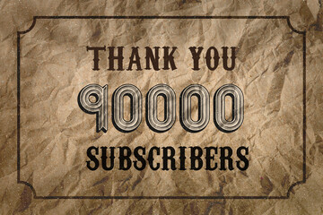90000 subscribers celebration greeting banner with Vintage Design
