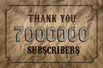 7000000 subscribers celebration greeting banner with Vintage Design