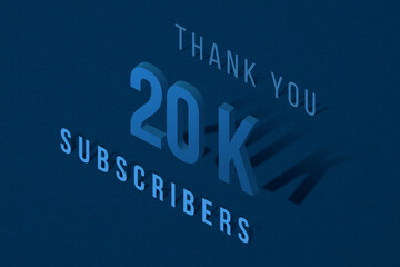 Obraz premium 20 K subscribers celebration greeting banner with Isomatric Design