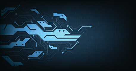Digital circuit design on dark blue background.digital technology and engineering, futuristic technology background.vector illustration.