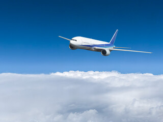 Fototapeta na wymiar the plane passing through clouds 