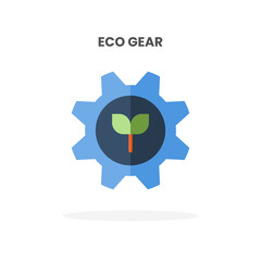 Eco Gear icon flat. Vector illustration on white background. Can used for web, app, digital product, presentation, UI and many more.