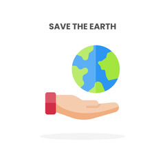 Save The Earth icon flat. Vector illustration on white background. Can used for web, app, digital product, presentation, UI and many more.