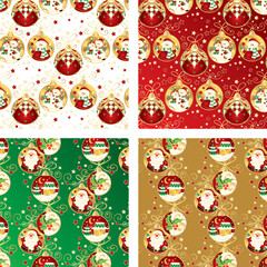 Christmas vector seamless patterns with Christmas balls