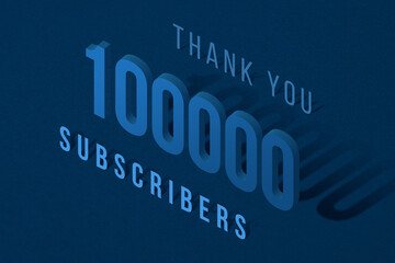 100000 subscribers celebration greeting banner with Isomatric Design