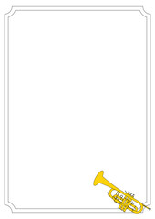 シンプルでかわいいトランペットのイラストフレーム素材