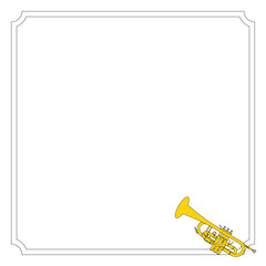 シンプルでかわいいトランペットのイラストフレーム正方形素材