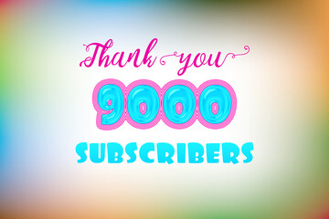 9000 subscribers celebration greeting banner with Jelly Design