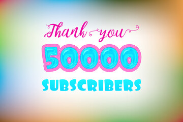 50000 subscribers celebration greeting banner with Jelly Design