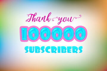 100000 subscribers celebration greeting banner with Jelly Design