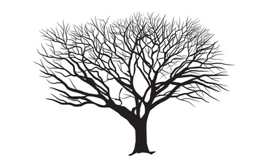 hand drawn death tree art, branch drawing isolated vector art on white background