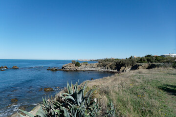 Panoramic view of Livorno coast in summer . Tuscany, Italy