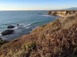 half moon bay coastside, california coast, pacific ocean coastline, breathtaking ocean view, west coast, cliffs, beautiful beaches, ocean, view of beach, sunny day, charming, san francisco coastline, 