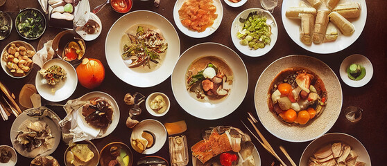 Fototapeta na wymiar food on the table, Generative AI Art Illustration