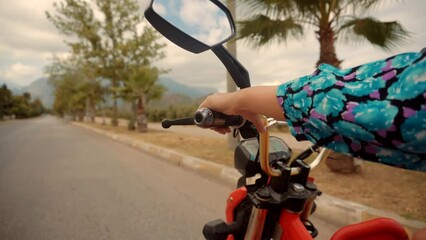 discovering new route on motorbike . adventure freedom trip