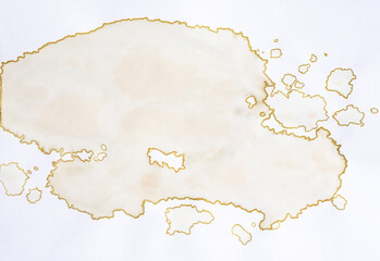 Blank old map beige on white background with copy space