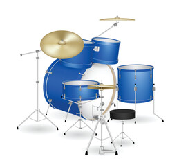 Fototapeta na wymiar set of drum kit isolated on white