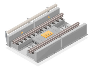 Electric Railway construction of SkyTrain Rail Bridge station isometric isolated