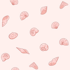 Pattern with seashell. Contour vector illustration for packaging, corporate identity, labels and postcards.