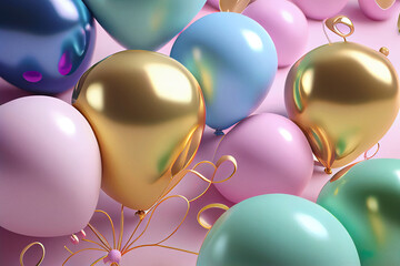 Glossy balloons background. Digitally generated AI image