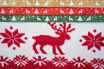 Christmas Ribbons and Christmas Pattern Sweaters Background Photo, Nisantasi Sisli, Istanbul Turkey