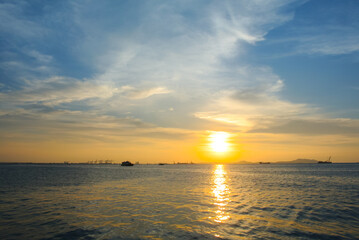 Fototapeta premium Sunset sky at sea, Nature background