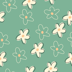 Abstract floral seamless models with chamomile. Fashionable hand-drawn textures. Modern abstract design for paper, cover, fabric and other users.