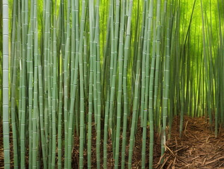 Fototapeta premium Illustration of bamboo forest, generative ai