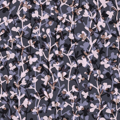 Elegant floral background with cute twigs and leaves. Seamless pattern. Design for fabric. and wallpaper.